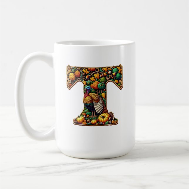 Letter Thanksgiving turkey style  Coffee Mug (Left)
