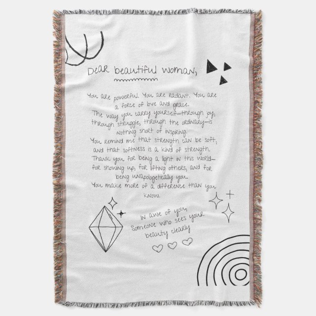 Letter to a Beautiful Woman Throw Blanket (Front Vertical)