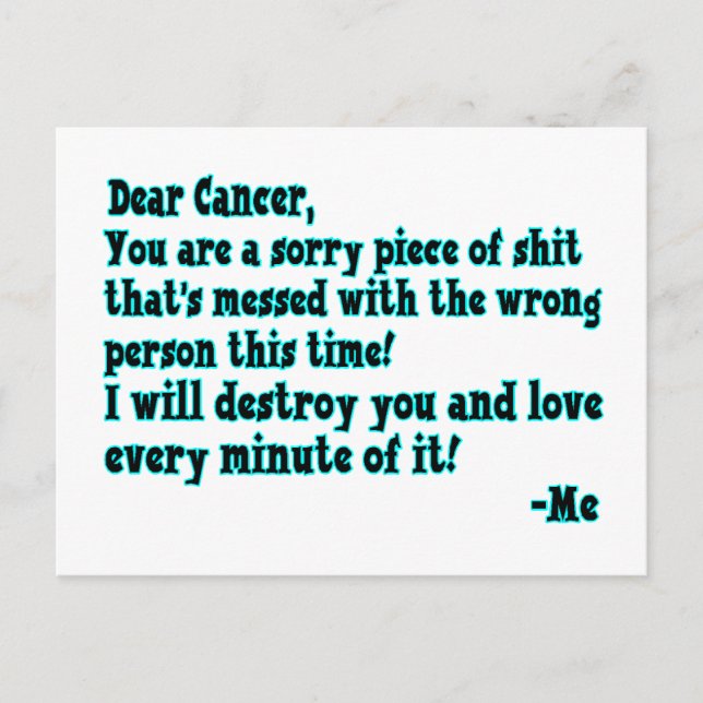 Letter To Cancer Postcard (Front)