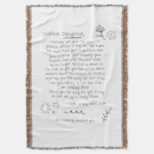 Letter to Daughter Throw Blanket