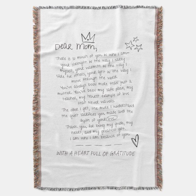 Letter to Mum Throw Blanket (Front Vertical)