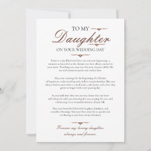 Letter To My Daughter On Her Wedding Day Card