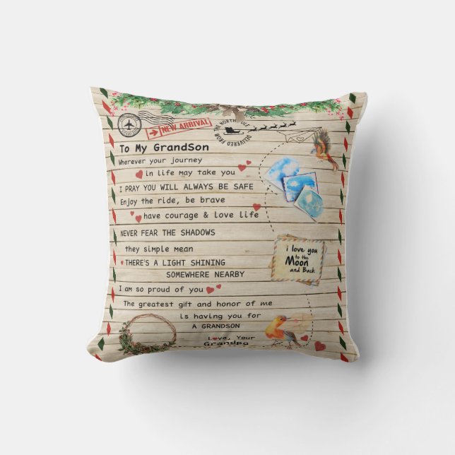 Letter To My Grandson From Grandpa Custom Gift Cushion (Front)