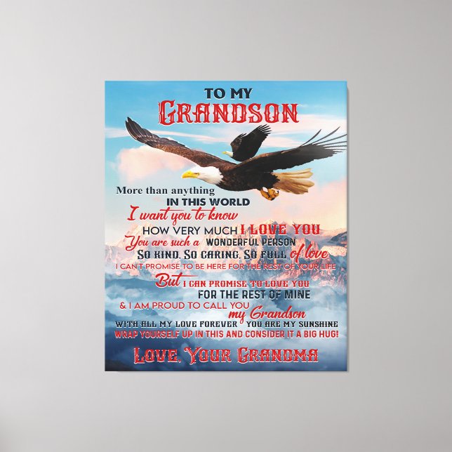 Letter To My Grandson Gift,Love Baby Boy Gift Idea Canvas Print (Front)