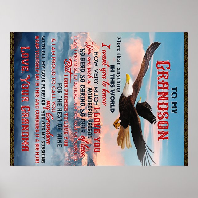 Letter To My Grandson Gift,Love Baby Boy Gift Idea Poster (Front)