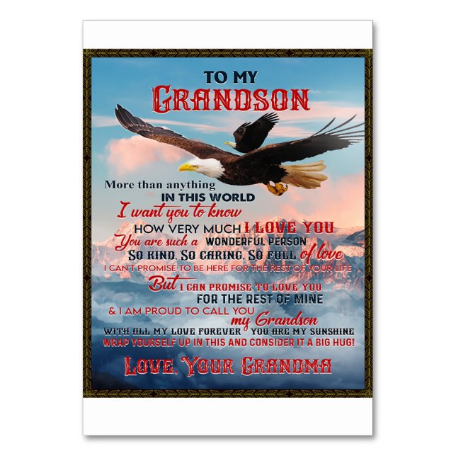 Letter To My Grandson Gift,Love Baby Boy Gift Idea Table Number (Front)