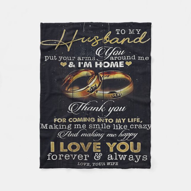 Letter To My Husband, Love Quotes Letter Fleece Blanket (Front)