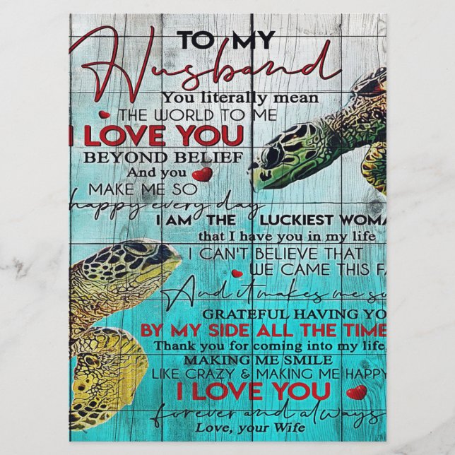 Letter To My Husband, Love Quotes Letter Menu (Front)
