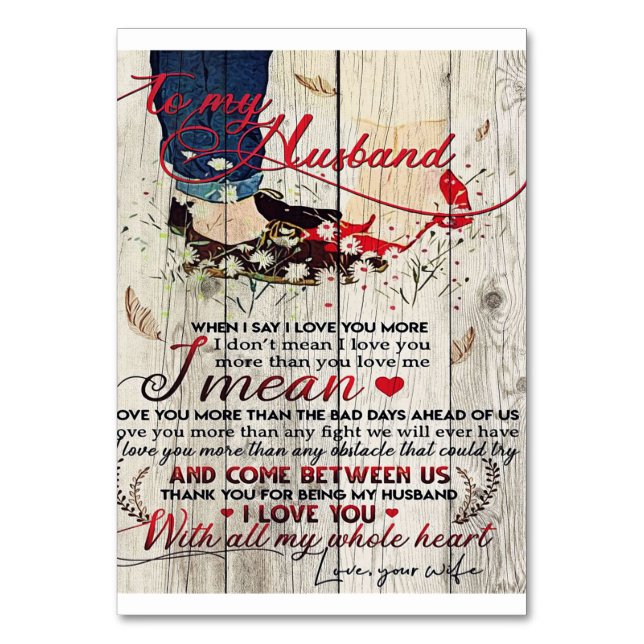 Letter To My Husband | Love Quotes To Husband Table Number (Front)