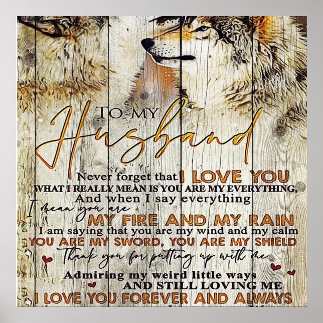 Letter To My Husband , Lovely Quotes Gift Poster (Front)