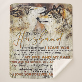 Letter To My Husband , Lovely Quotes Gift Sherpa Blanket