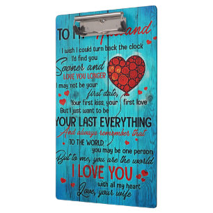 Letter To My Husband   Lovely To My Husband Gift Clipboard