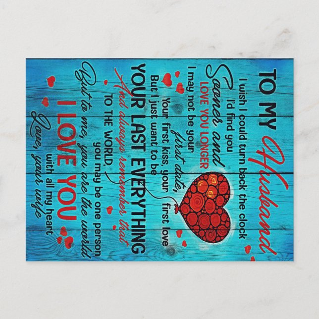 Letter To My Husband | Lovely To My Husband Gift Postcard (Front)