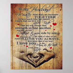Letter To My Husband   Lovely To My Husband Gift Poster