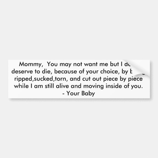 Letter To My Mummy - Pro-Life Bumper Sticker (Front)
