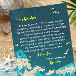 Letter To My Son or Grandson Nautical Ocean Sea    Fleece Blanket