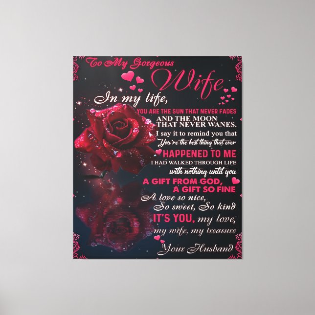 Letter To My Wife Gift, Couple Love Wedding Gift Canvas Print (Front)