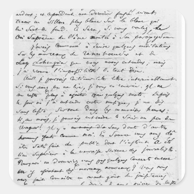 Letter to Richard Wagner  17th February 1860 Square Sticker (Front)