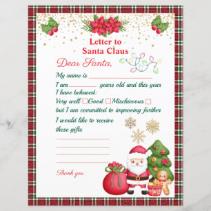 Letter to Santa Claus Christmas Wish List For Kids