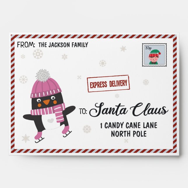 Letter to Santa Claus express delivery elf stamp Envelope (Front)