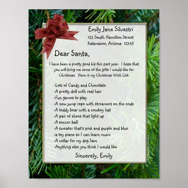 Letter to Santa, Create it Online! Optional Framed Poster (Front)