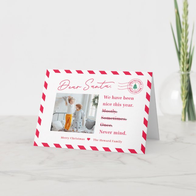 Letter To Santa Kids Christmas Photo Cards (Front)