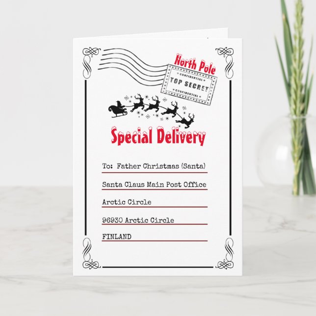 Letter to Santa North Pole delivery kids photo Card (Front)