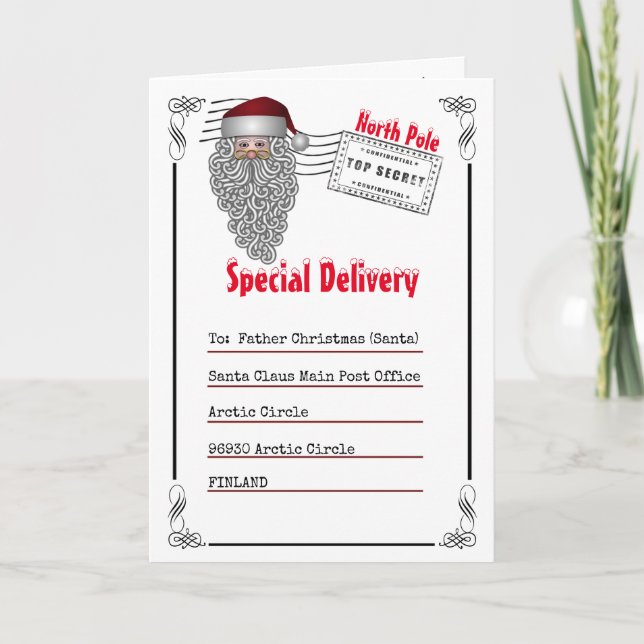Letter to Santa North Pole from kids photo Card (Front)