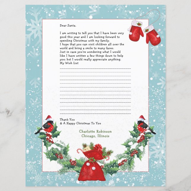 Letter to Santa Personalised Stationery (Front)