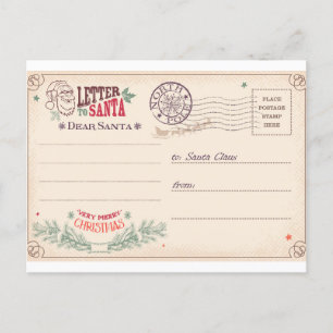 Letter To Santa Postcard