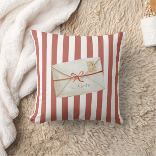 Letter To Santa Red White Stripes Christmas Cushion