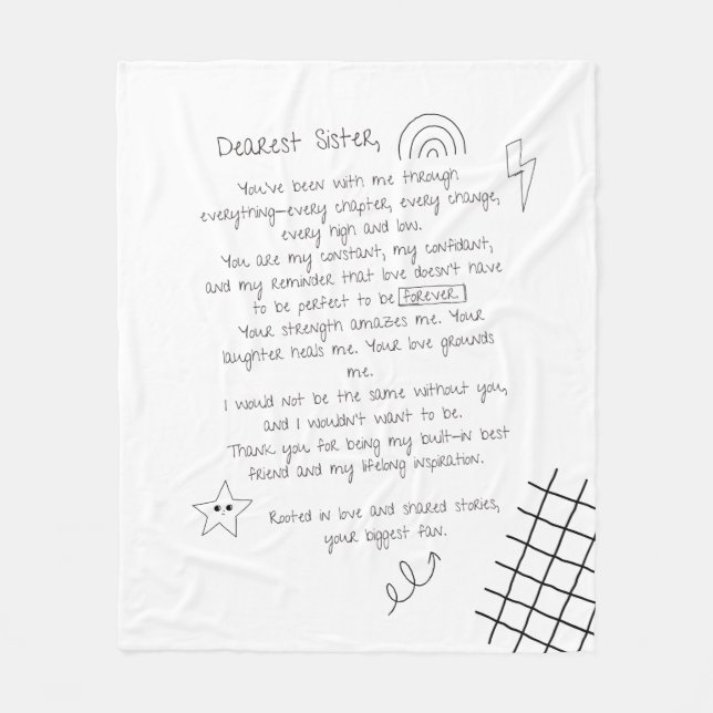 Letter to Sister Fleece Blanket (Front)