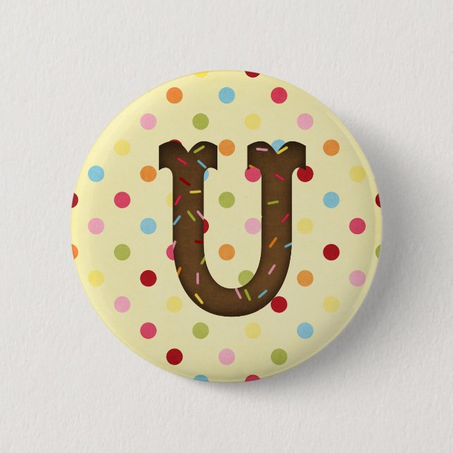 Letter U 6 Cm Round Badge (Front)