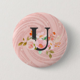 Letter U 6 Cm Round Badge