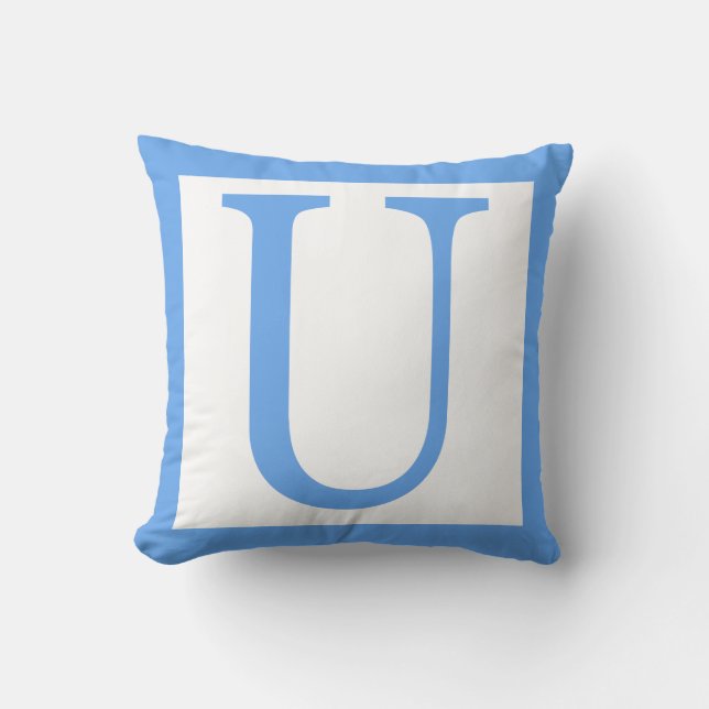 Letter U Baby Blue Border Cushion (Front)