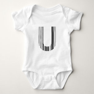 LETTER U BAR CODE First Initial Barcode Pattern Baby Bodysuit