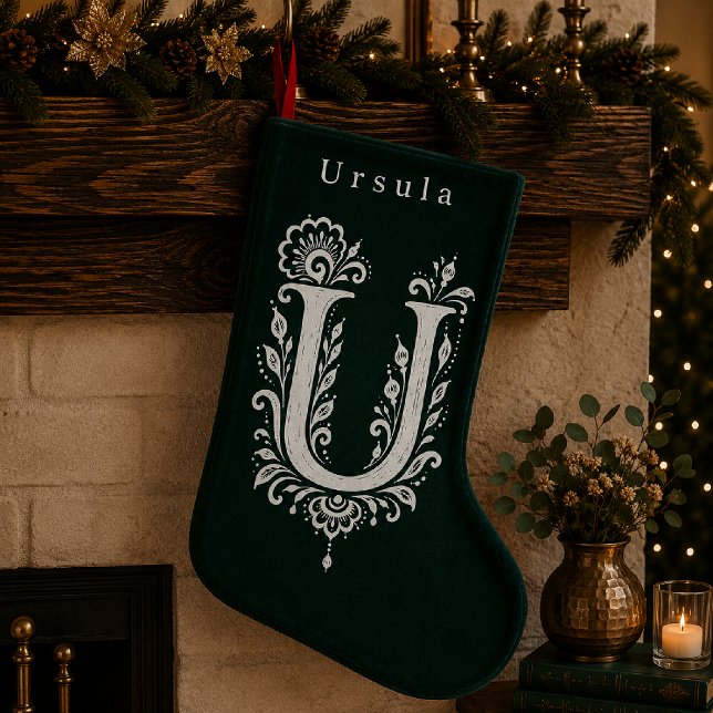 Letter U Botanical Monogram Personalised Stocking (Creator Uploaded)