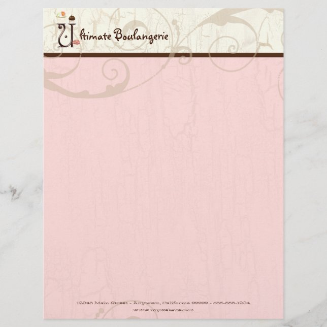 Letter U  Cupcake Business Letterhead (Front)