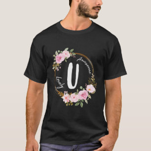 Letter U Floral Wreath Name Initial U Mother'S Day T-Shirt