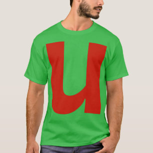 Letter u in Red Text Minimal Typography T-Shirt