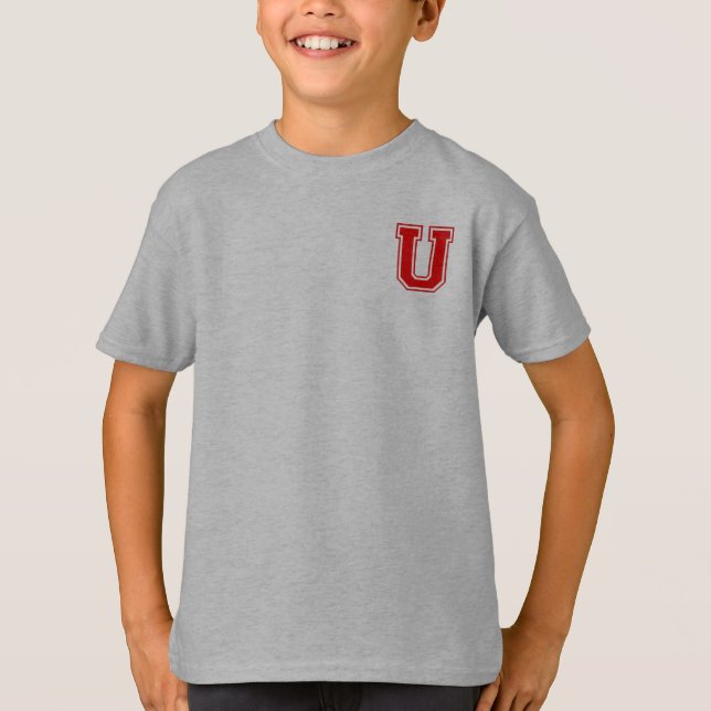 Letter U - Initial Name Alphabet Monogram T-Shirt (Front)
