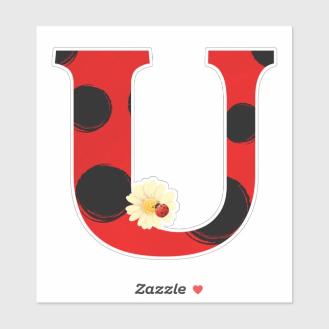 Letter U Ladybug Print with Ladybug and Flower (Sheet)