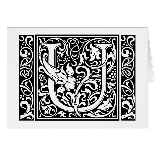Letter U Mediaeval Monogram Art Nouveau (Front Horizontal)