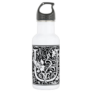 Letter U Mediaeval Monogram Art Nouveau 532 Ml Water Bottle