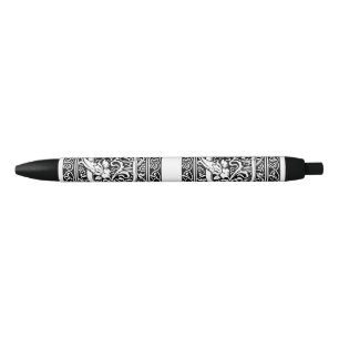 Letter U Mediaeval Monogram Art Nouveau Black Ink Pen