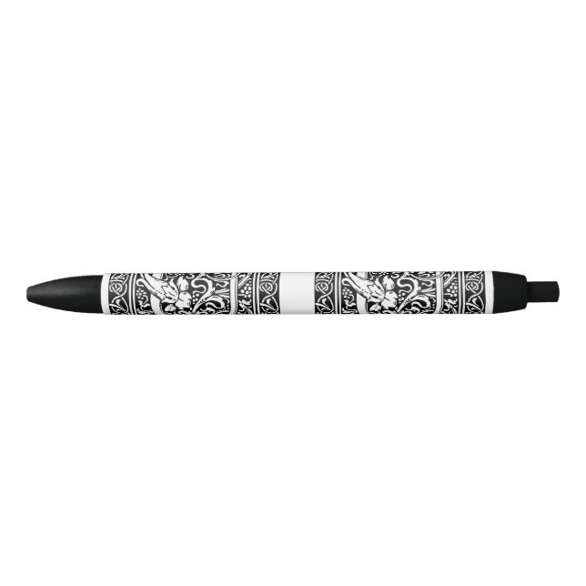 Letter U Mediaeval Monogram Art Nouveau Black Ink Pen (Front)
