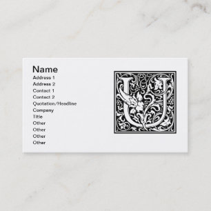 Letter U Mediaeval Monogram Art Nouveau Business Card