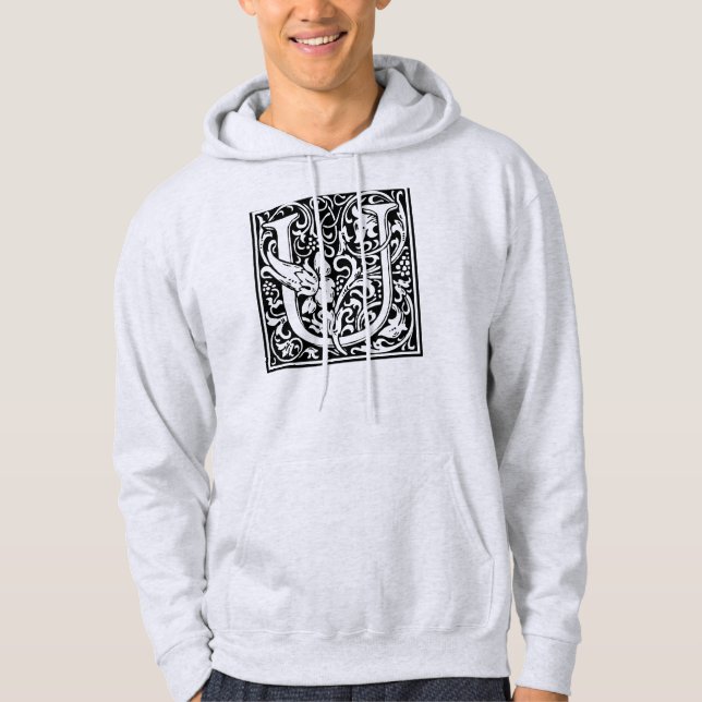 Letter U Mediaeval Monogram Art Nouveau Hoodie (Front)