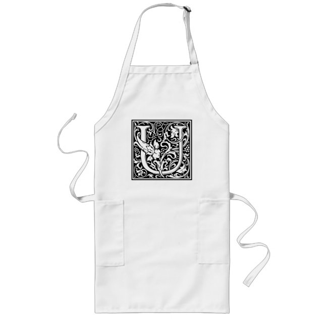 Letter U Mediaeval Monogram Art Nouveau Long Apron (Front)