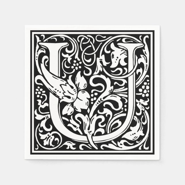 Letter U Mediaeval Monogram Art Nouveau Napkin (Front)